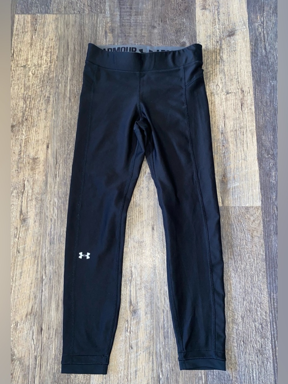 Under Armour Gray and Black Logo Sports Waistband Leggings